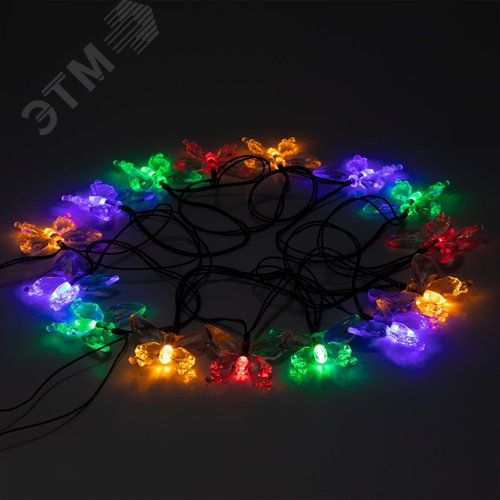 Гирлянда садовая на солнечной батарее Бабочки 20 LED 5,8 метра ERASF22-15 - фото 1