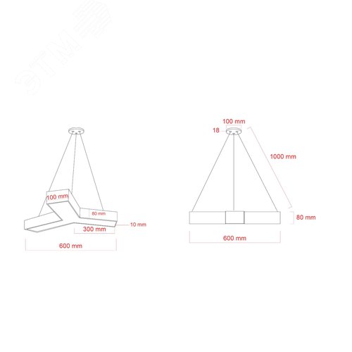 Светильник LED Geometria Igrek SPO-141-B-40K-028 28Вт 4000K 1750Лм IP40 600х80 черный подвесной драйвер внутри - фото 5