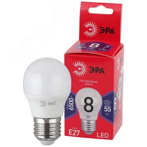 Лампа светодиодная LED P45-8W-865-E27 R (диод, шар, 8Вт, хол, E27) (10/100/3600)