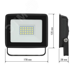 Прожектор светодиодный ДО-30 Вт 6500К 2400 Лм IP65 черный 30w холодный 200-240В LPR-023-0-65K-030 - фото 6