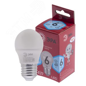 Лампа светодиодная LED P45-6W-840-E27 R (диод шар 6Вт нейтр E27) (10/100/4000)