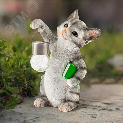 Светильник уличный ERASF22-10 на солнечной батарее садовый Умный кот 28 см - фото 3