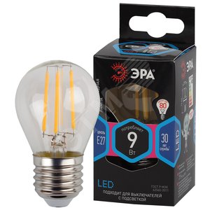 Лампа светодиодная декоративная LED 9 Вт 1170Лм 4000К шар, филамент нейтральный E27 230В F-LED P45-9w-840-E27 - фото 1