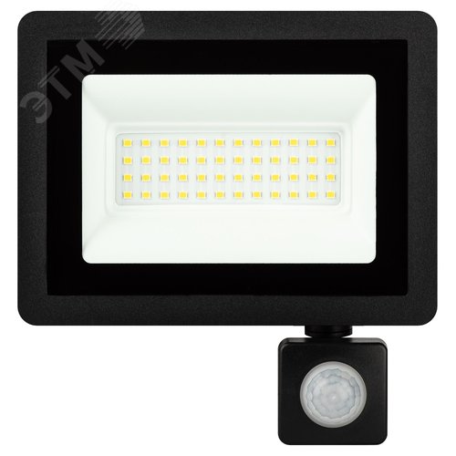 Прожектор светодиодный ДО-50 Вт 6500К 4000 ЛмIP65 200-240В регулируемый ИК-датчик черный 50w холодный корпус LPR-042-2-65K-050 - фото 2