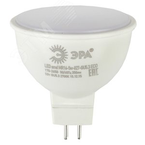 Лампа светодиодная RED LINE LED MR16-5W-827-GU5.3 R GU5.3 5 Вт софит теплый белый свет Б0050230 ЭРА