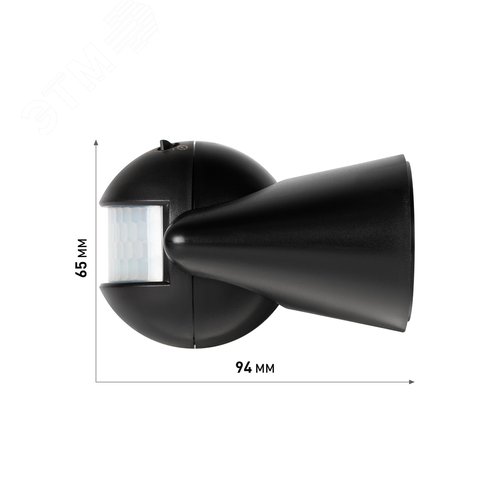 Датчик движения настенный инфракрасный 1200 Вт 180 градусов IP44, черный MD 03 - фото 9