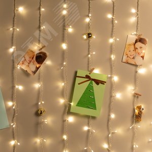 Гирлянда светодиодная новогодняя занавес 3*2 метра теплый белый 240 led 220 в Intro Holiday INZL-01W - фото 4