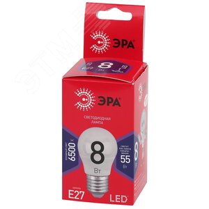Лампа светодиодная LED 8 Вт 640Лм 6500К шар холодный E27 220-240В LED P45-8W-865-E27 Red Line - фото 2