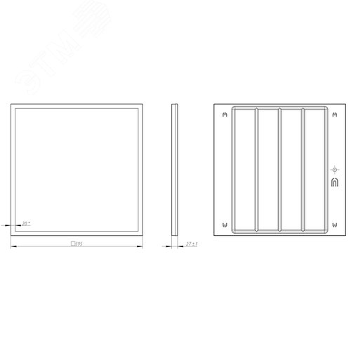 Светильник светодиодный ДВО/ДПО 50Вт с равномерной засветкой матовый 6500K 5000Лм <1% IP40 595x595 SPO-1-50-6K-M - фото 5