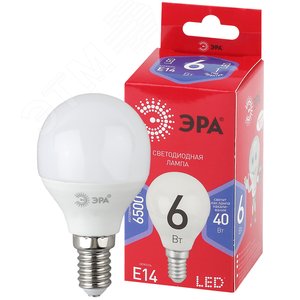 Лампа светодиодная LED 6 Вт 480Лм 6500К шар холодный E14 220-240В LED P45-6W-865-E14 Red Line - фото 1