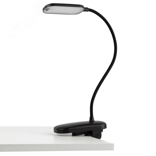 Изображение товара Светильник настольный светодиодный аккумуляторный на прищепке 6Вт черный NLED-525-6W-BK (шт)