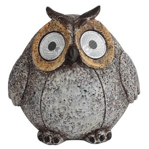 Изображение товара Светильник садовый Сова серая на солнечной батарее, полистоун, 11,5 см ERAFYS01-08 (шт)