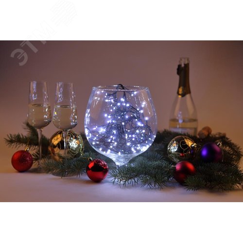 Гирлянда LED Нить Мишура 3,9 м зеленый провод, холодный свет, 220V ENIN - GC - фото 7