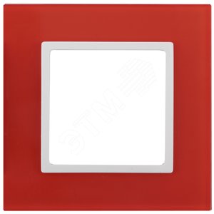 Рамка на 1 пост, стекло, Эра Elegance, красный+бел, 14-5101-23