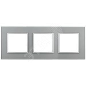 Рамка на 3 поста, стекло, Эра Elegance, алюминий+алюм, 14-5103-03