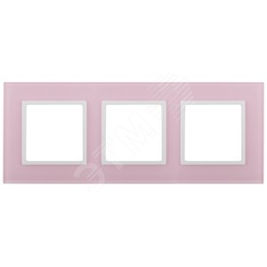 Рамка на 3 поста, стекло, Эра Elegance, розовый+бел, 14-5103-30