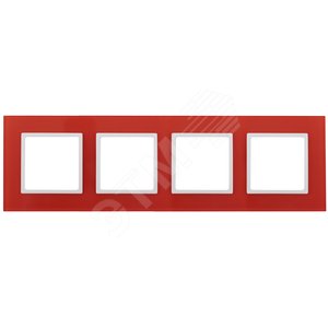 Рамка на 4 поста, стекло, Эра Elegance, красный+бел, 14-5104-23