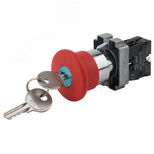 Изображение товара Кнопка LAY5-BS142 Грибок с ключом красная d22м 240В 1р (шт)
