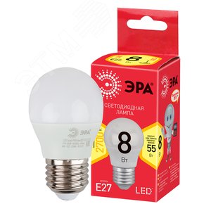 Лампа светодиодная LED 8 Вт 640Лм 2700К шар теплый E27 220-240В LED P45-8W-827-E27 Red Line - фото 1
