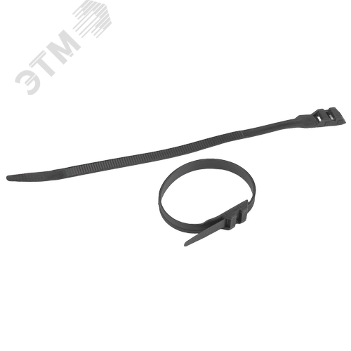 Изображение товара Стяжка кабельная нейлоновая (хомут) для СИП с горизонтальным замком 9.0 х 360 мм чёрная (100 шт/уп) NO-224-594 (упак)