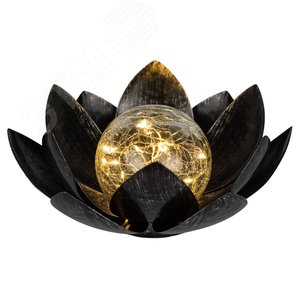 Светильник уличный ERASF22-52 на солнечной батарее садовый Лотос (2 в 1) стекло кракле 20LED - фото 1