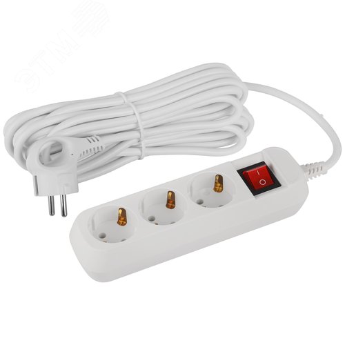 Изображение товара Удлинитель электрический 3 розетки с заземлением с выключателем 7м ПВС 3х1мм2 UDL-16-370-ES Greenline (шт)