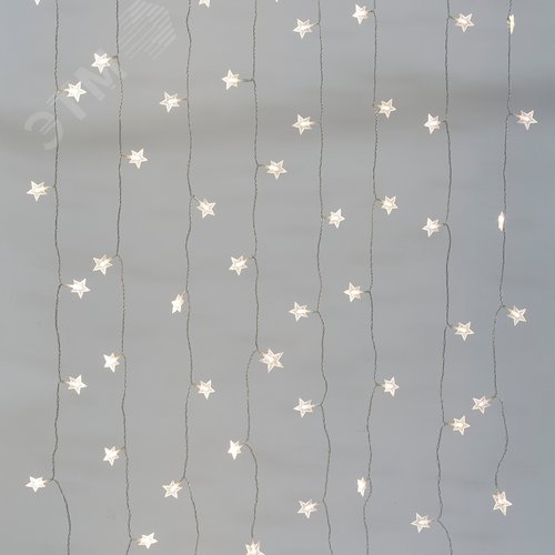 Светодиодная новогодняя гирлянда Звездочки 1,2*1,3 м теплый белый 64LED IP20 ENIZ-64W - фото 4