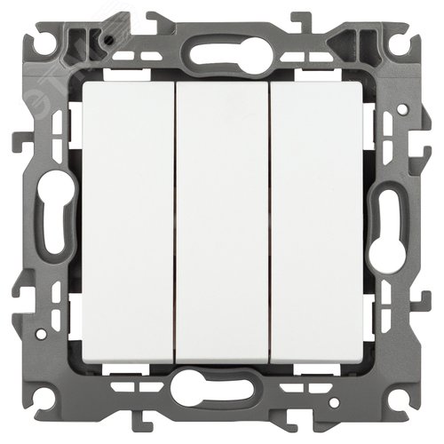 Изображение товара Выключатель трехклавишный скрытого монтажа белый матовый 10А 250В винтовые зажимы ЭРА 12 12-1107-01М (шт)