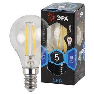 Лампа светодиодная филаментная F-LED P45-5W-840-E14 (филамент, шар, 5Вт, нейтр, E14 (25/50/3000)