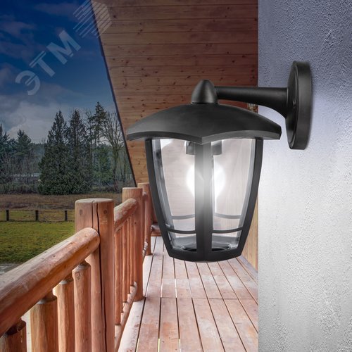 Светильник садово-парковый НБУ 07-40-004 Дели 3 черный 6 гранный настенный IP44 Е27 max 60 Вт - фото 7