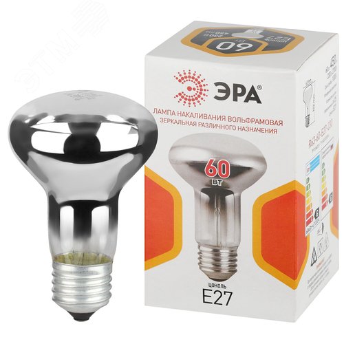 Лампа накаливания 60Вт 230В рефлектор цветная коробка E27 R63-60-E27-230 - фото 1