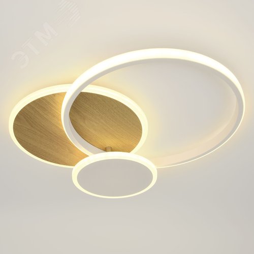 Светильник светодиодный потолочный ДПБ-60Вт 2 420Лм Модерн с ДУ City CLL-1-60-RC WH +Wood - фото 2