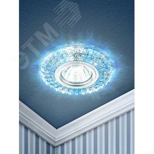 Точечный светильник декор cо светодиодной подсветкой (голубой+белый), DK LD2 SL/BL+WH прозрачный Б0019200 ЭРА - 4