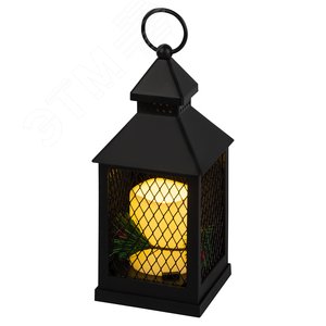 Новогодний декоративный светильник Сочельник, черный, 1 LED, 3*AАA, 10*10*23 см ERANY-DF02 Б0060488 ЭРА