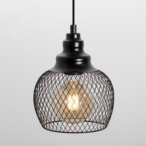 Подвес PL8 BK металл, E27, max 60W, d170 мм, черный 10/180 - фото 2