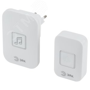 Изображение товара Звонок дверной беспроводной батарейки, от сети 60 мелодий 300м IP20 с регулятором громкости и световой индикацией белый A23 C98 (шт)