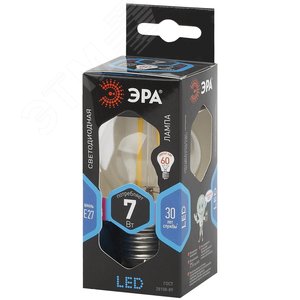 Лампа светодиодная декоративная LED 7 Вт 910Лм 4000К шар, филамент нейтральный E27 230В F-LED P45-7W-840-E27 - фото 2