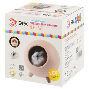 Ночник детский - светильник светодиодный NLED-468-1W-P хомяк розовый - фото 2