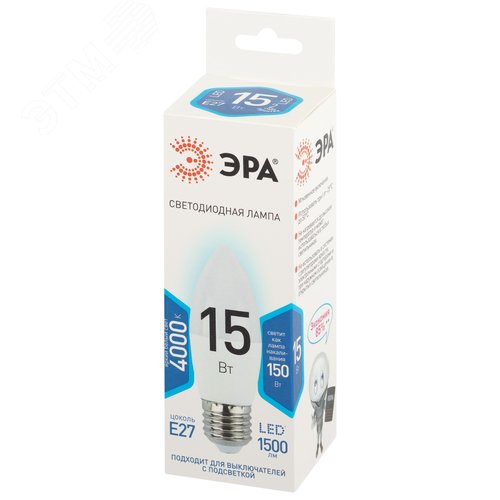 Лампа светодиодная 15Вт свеча нейтральный белый свeт Е27 STD LED B35-15W-840-E27 - фото 3