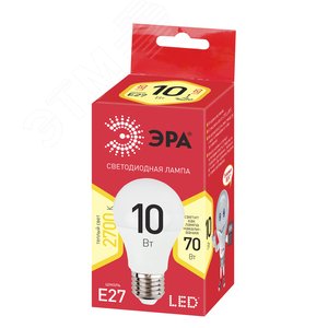 Лампа светодиодная LED A60-10W-827-E27,груша,10Вт,тепл,E27 Б0028006 ЭРА - 2