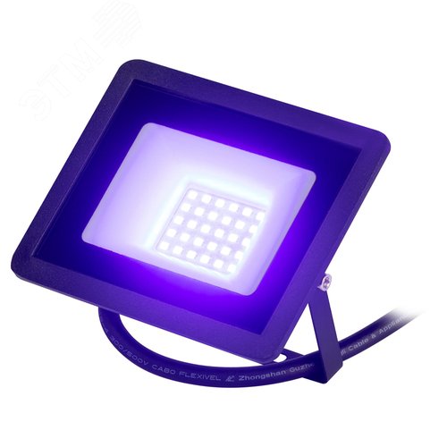 Прожектор светодиодный ДО-30 Вт синий цвет свечения 330 Лм IP65 200-240В черный корпус 30w LPR-025-BLUE-030 - фото 5