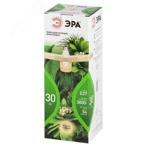 Фитолампа для растений светодиодная LED 30 Вт 3-х лепестковая Е27 полного спектра GREEN LINE ФИТО-30W-PFR-E27-GR - фото 7