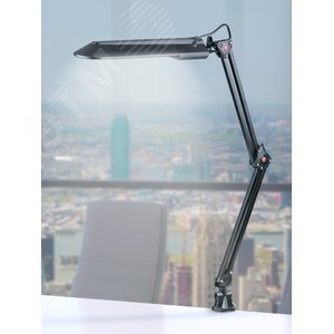 Светильник настольный с лампой PL на струбцине черный NL-201-G23-11W-BK - фото 2