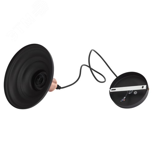 Светильник подвесной декоративный PL4 BK/RC металл, E27, max 60W, d203 мм, шагрень черный/медь (10/210) - фото 11