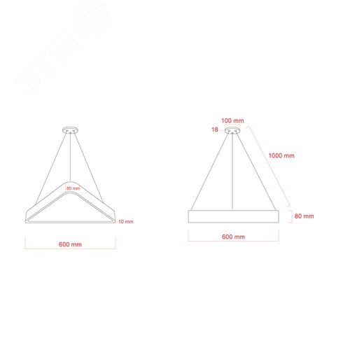 Светильник подвесной светодиодный 30Вт 3000Лм 4000К IP40 600х80 белый Geometria Delta SPO-151-W-40K-030 драйвер внутри - фото 5