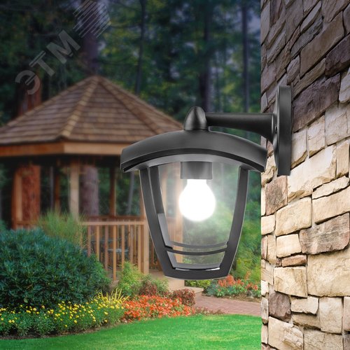 Светильник садово-парковый НБУ 07-40-002 Дели 2 черный 4 гранный настенный IP44 Е27 max 60 Вт - фото 7