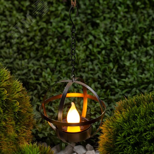 Светильник садовый Лофт подвесной на цепи на солнечной батарее, металл, 28 см ERASFM-02 - фото 5