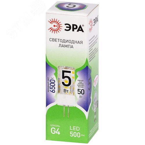 Лампа светодиодная LED 5Вт капсула холодный свет G4-JC-5W-865-12V G4 GREEN LINE - фото 3
