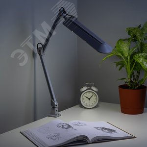 Светильник настольный с лампой PL на струбцине серый NL-201-G23-11W-GY ЭРА C0041458 ЭРА - 3