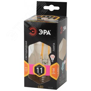 Лампа светодиодная декоративная LED 11 Вт 1430Лм 2700К груша, филамент теплый E27 230В F-LED A60-11W-827-E27 - фото 2